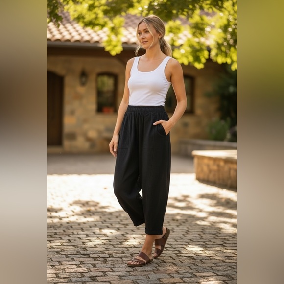 Pants - High Waisted Balloon Pants Linen Blend Parachute Harem Silhouette Small NWOT